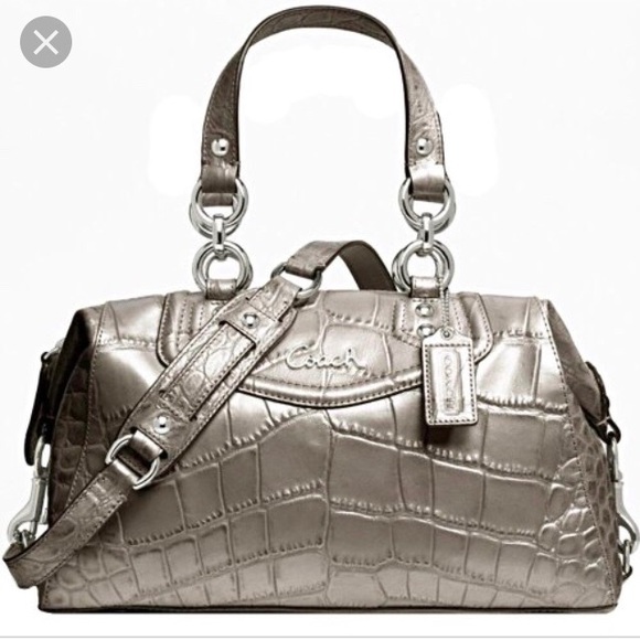Coach Handbags - Coach Croco Ashley purse Silver